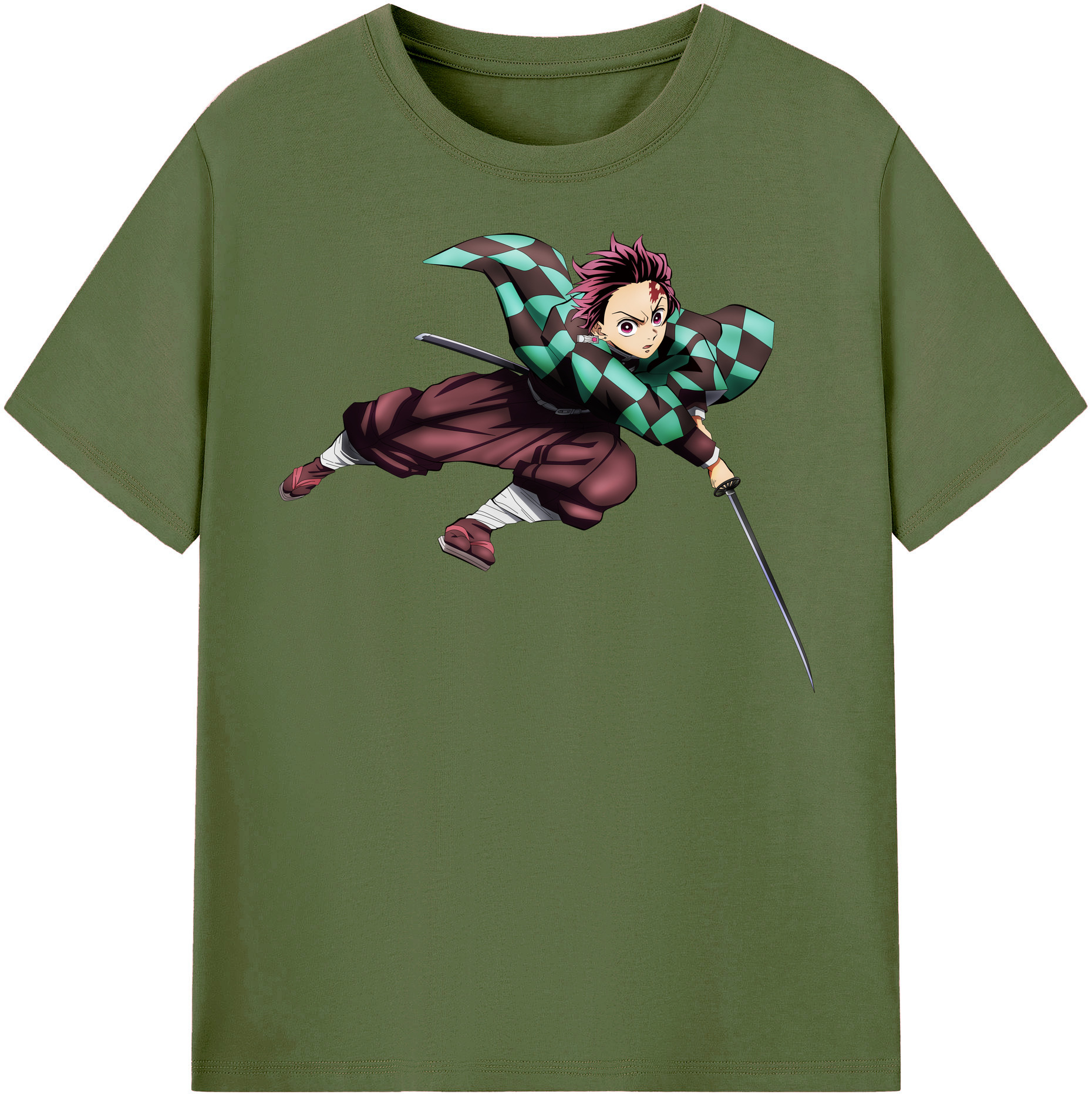 （画像用） 鬼滅の刃 竈門 炭治郎／かまど たんじろう Kamado Tanjirou 綿100％半袖Tシャツ（フロントプリント）